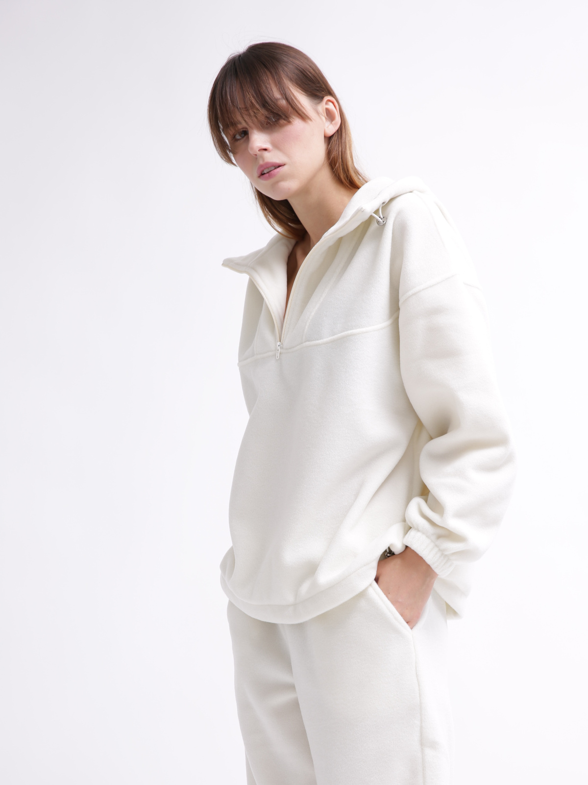 Женский молочный флисовый костюм 55857 xp-2459 Женский молочный флисовый костюм 55857 xp-2459