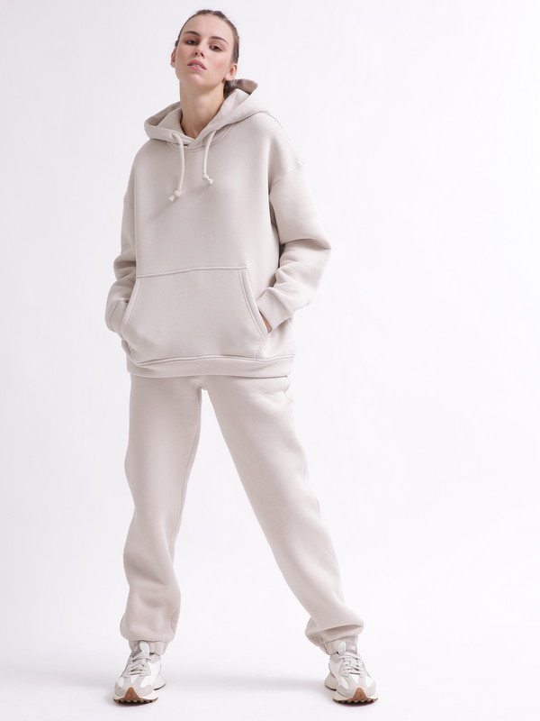 Уютный бежевый спортивный костюм в стиле оверсайз 55863 xp-2460 Уютный бежевый спортивный костюм в стиле оверсайз 55863 xp-2460