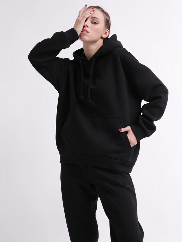 Уютный черный спортивный костюм в стиле оверсайз 55862 xp-2464 Уютный черный спортивный костюм в стиле оверсайз 55862 xp-2464