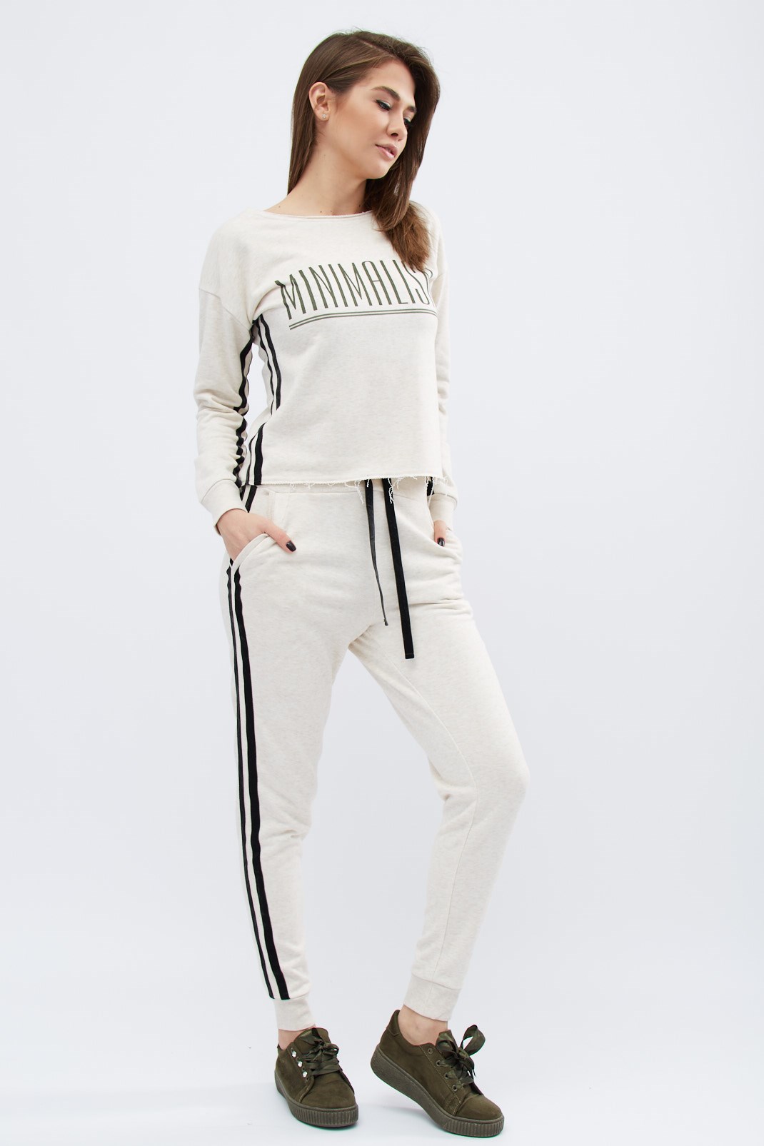 Спортивный бежевый костюм двойка Minimalism 32023 xp-2481 Спортивный бежевый костюм двойка Minimalism 32023 xp-2481