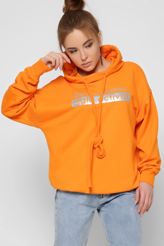 Модное женское худи с принтом цвет оранжевый 36873