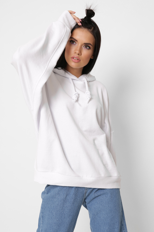 Женское белое худи оверсайз 38106