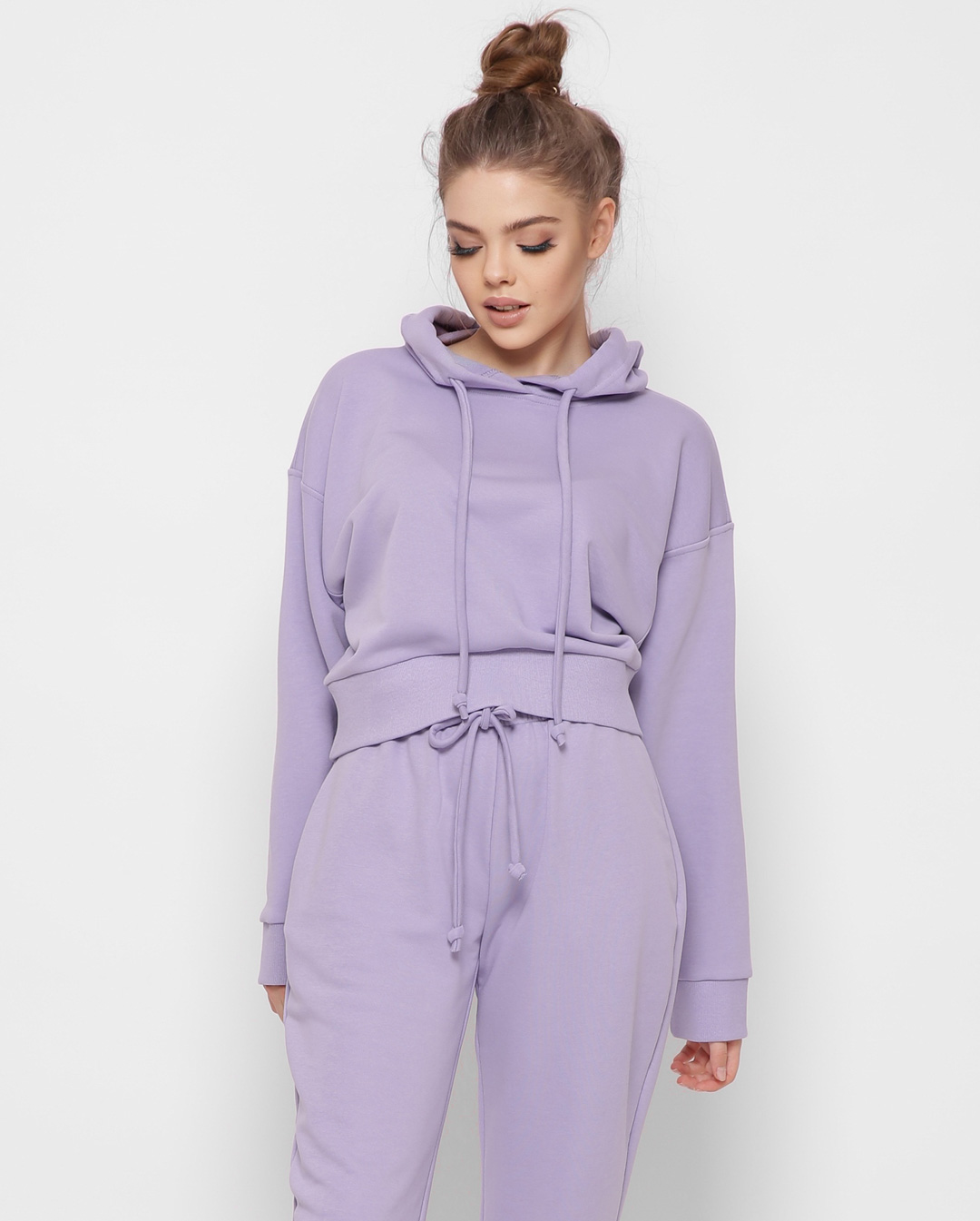 Сиреневое свободное худи с капюшоном 41789