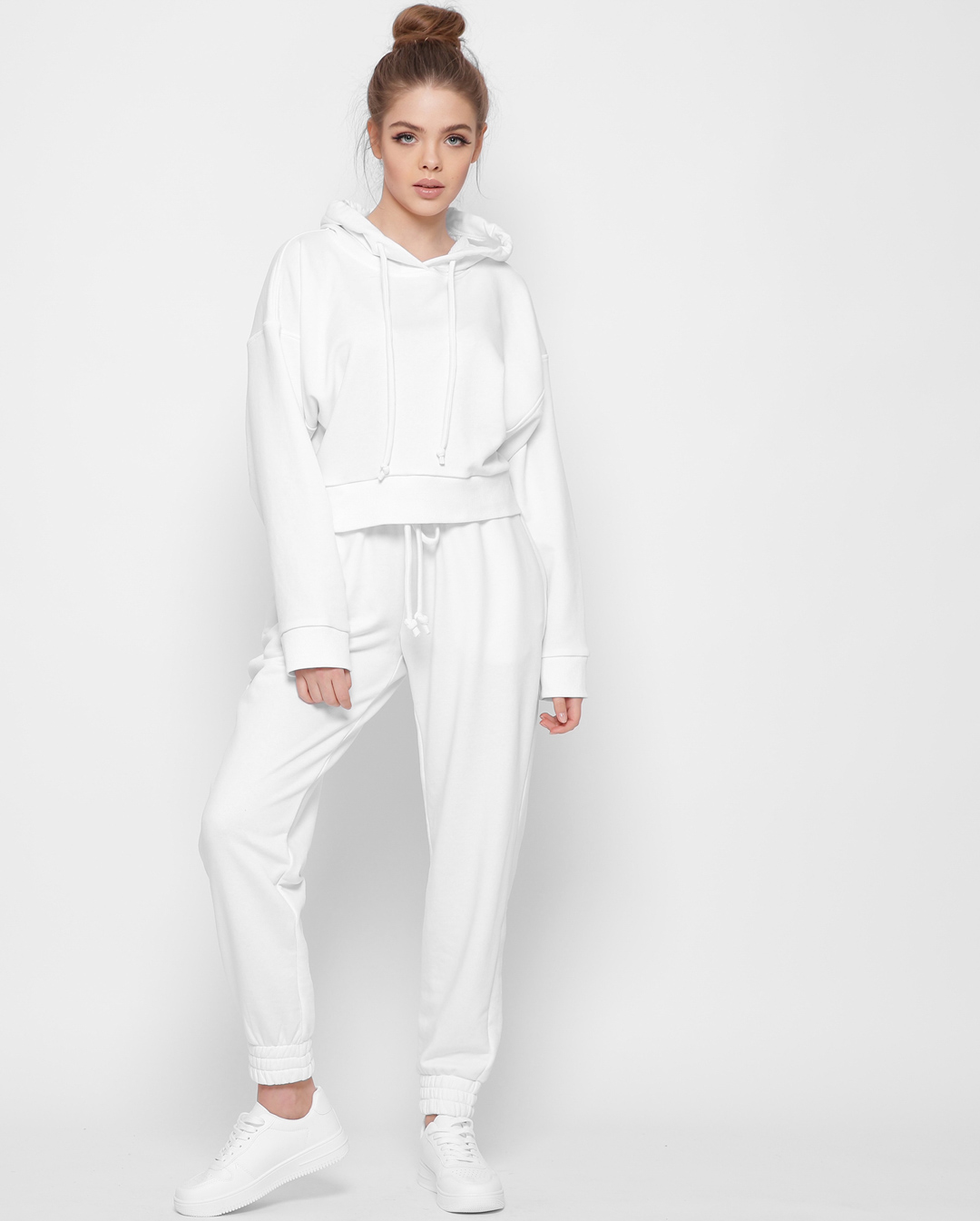 Белое худи оверсайз с капюшоном 41792