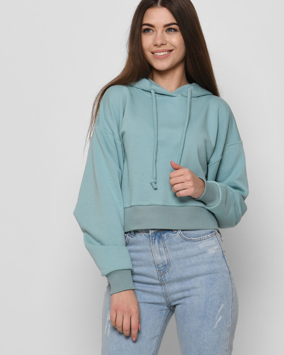 Короткое худи оверсайз с капюшоном 41790