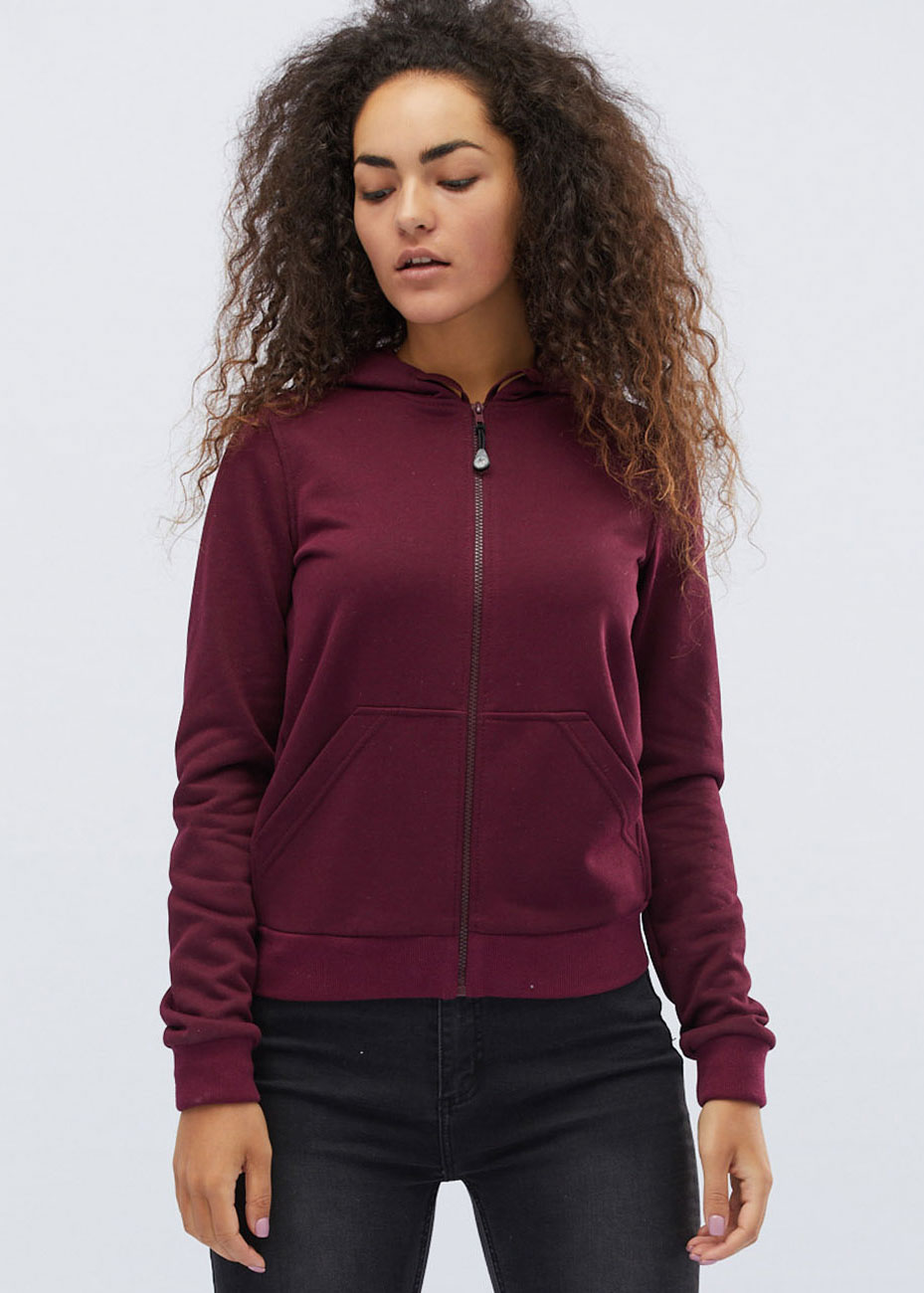 Женская спортивная кофта на молнии, марсала 31706