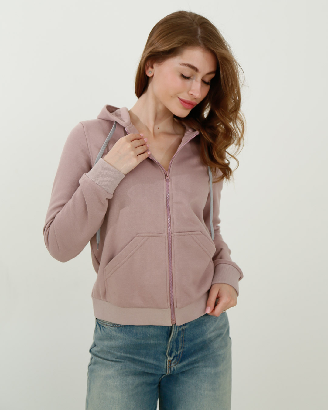 Женская спортивная кофта на молнии, розовый 32410