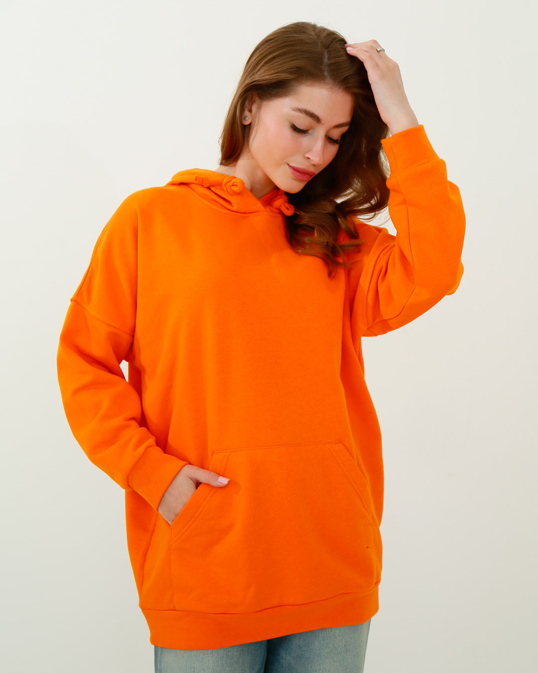 Женское оранжевое худи оверсайз 38162