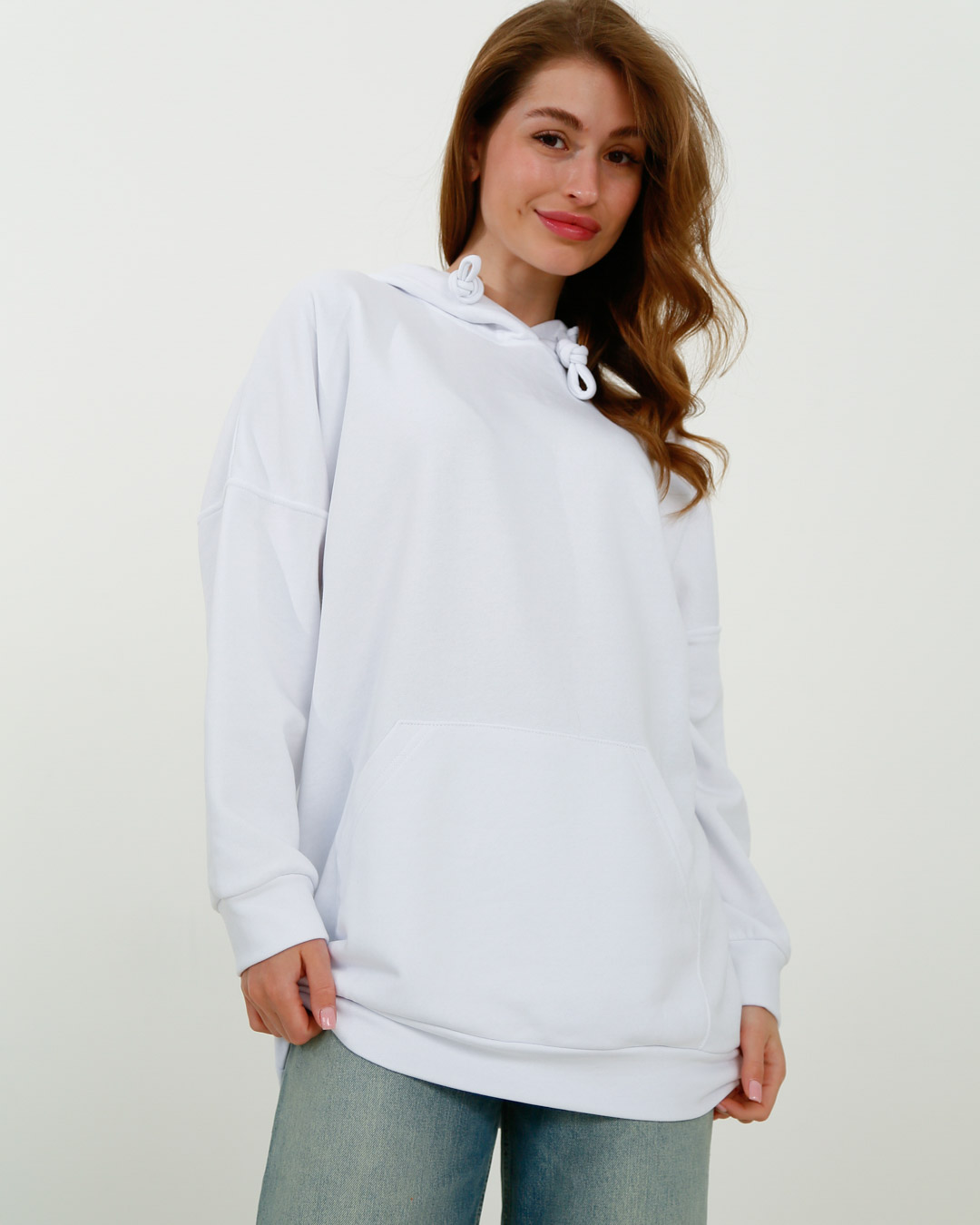 Женское белое худи оверсайз 38154