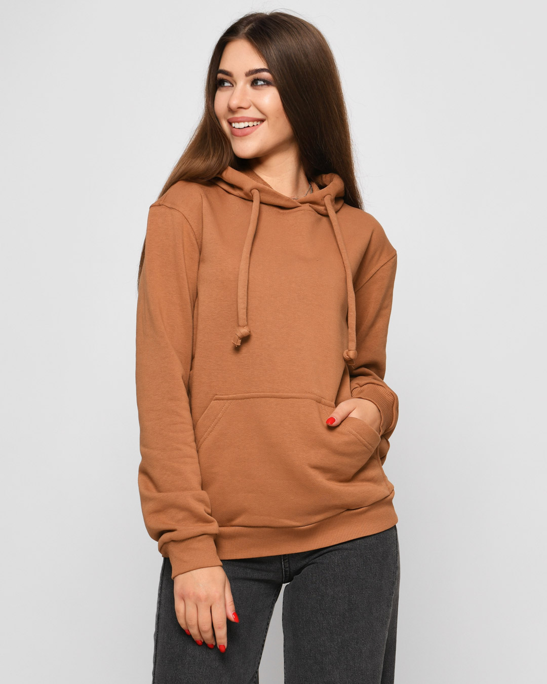 Женский худи цвета кемел 43442