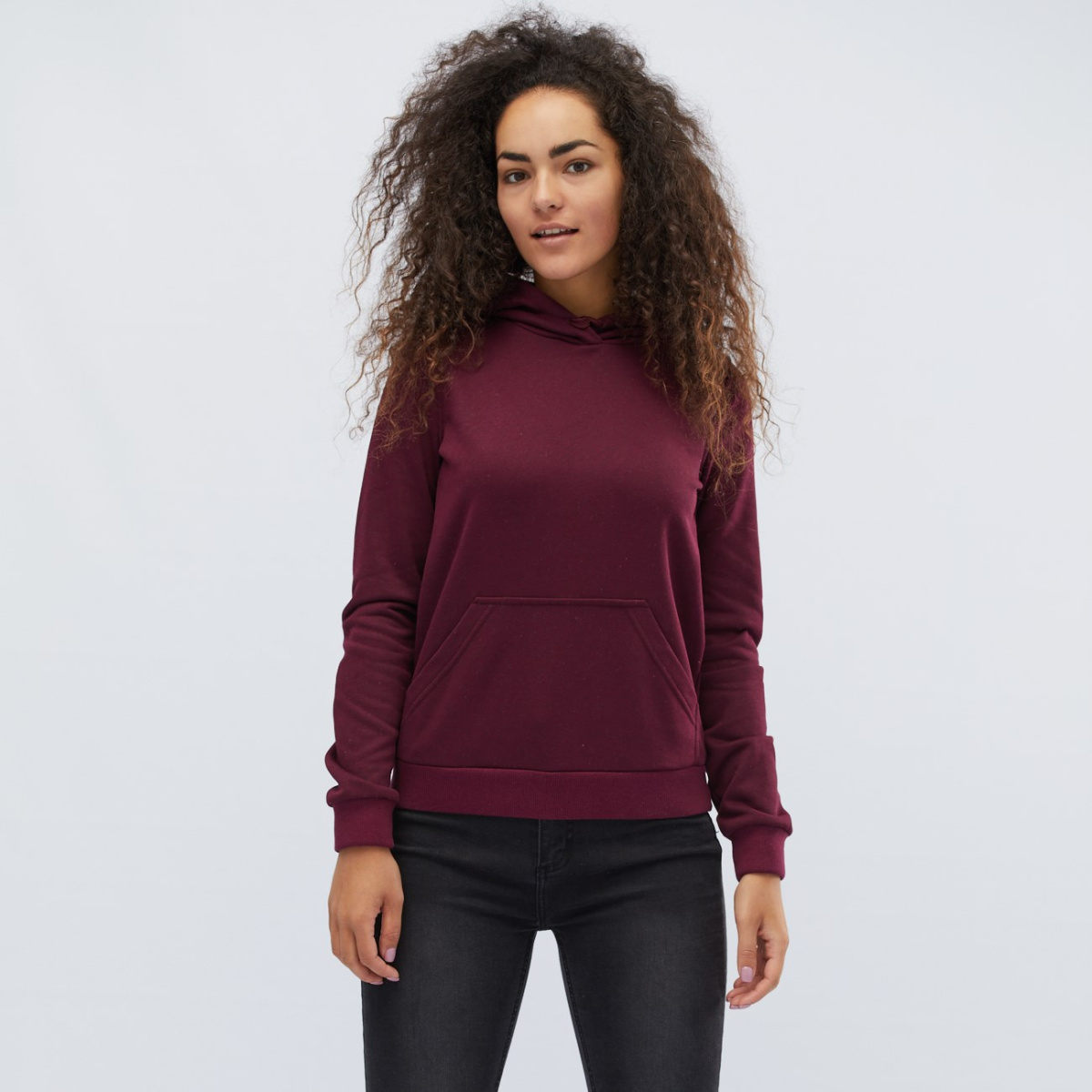 Теплый худи марсала на флисе 31980