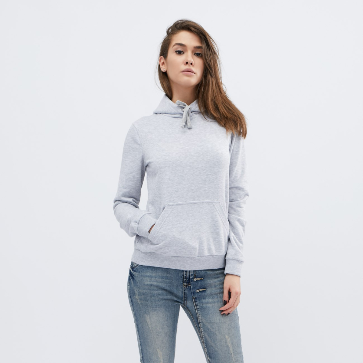 Теплое серое худи на флисе 29913