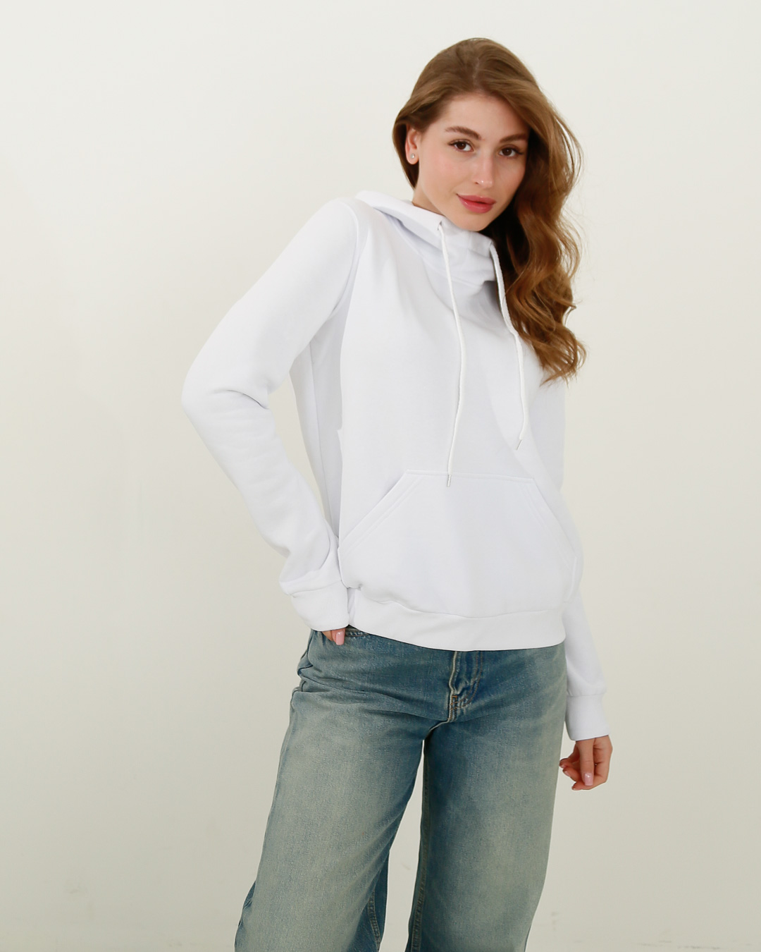 Женское белое худи с капюшоном 38166