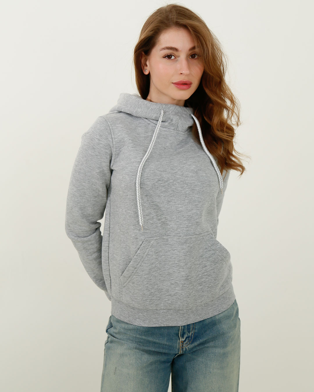 Женское серое худи с капюшоном 29966