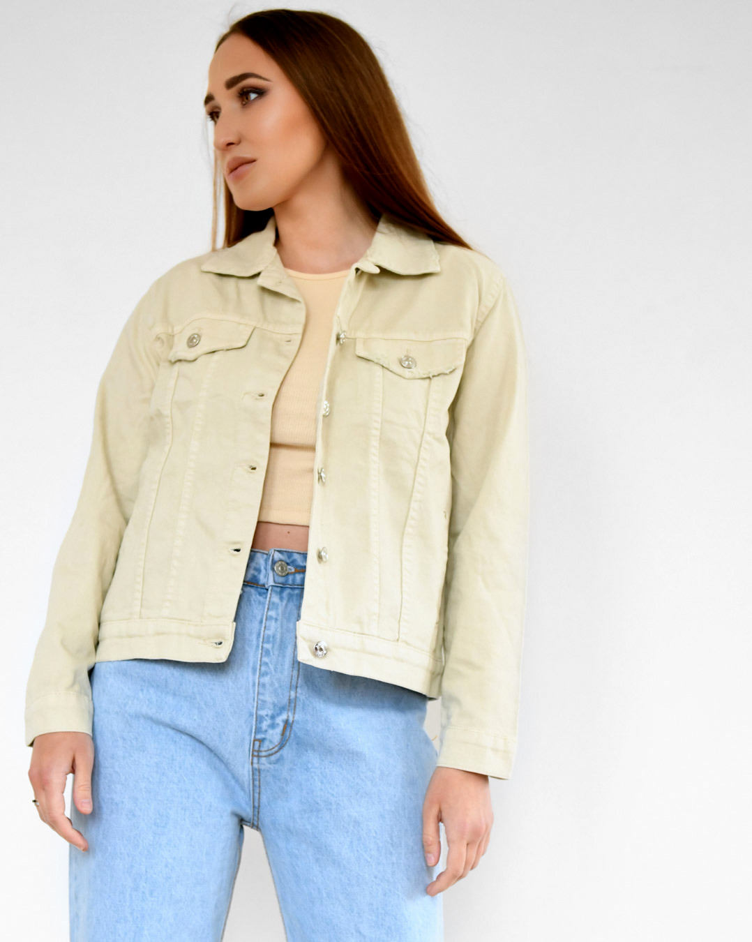 Бежевая джинсовая куртка 55154