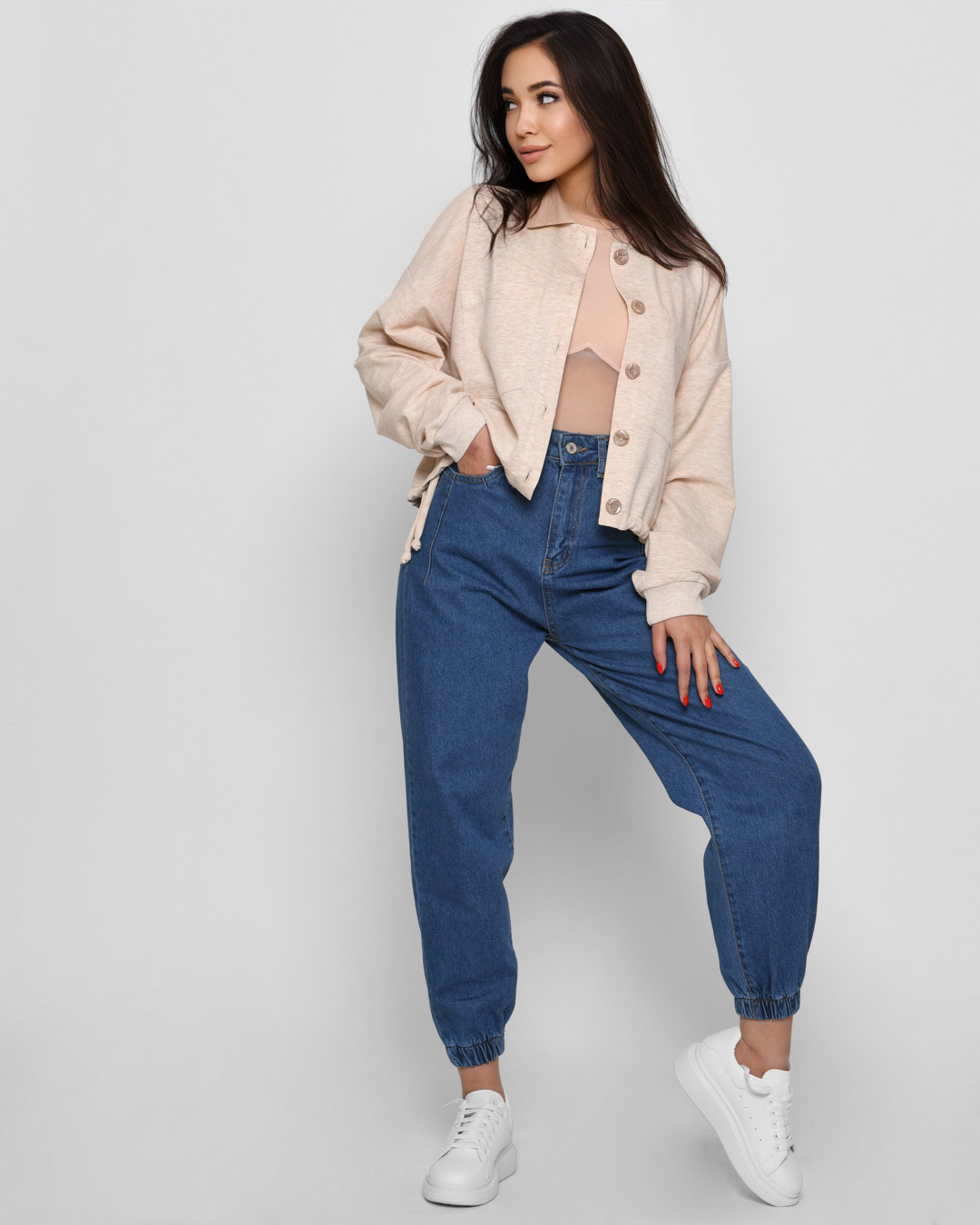 Модный бежевый жакет 44947