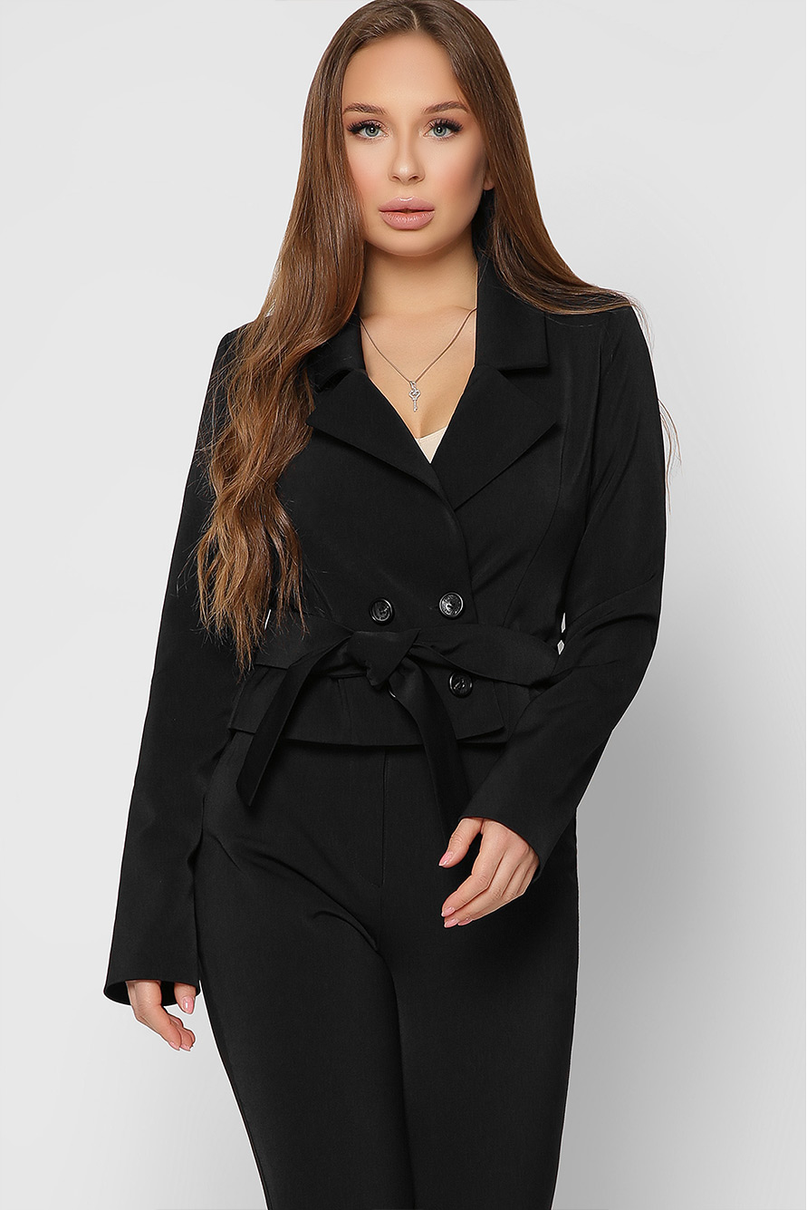 Короткий черный двубортный пиджак 36617