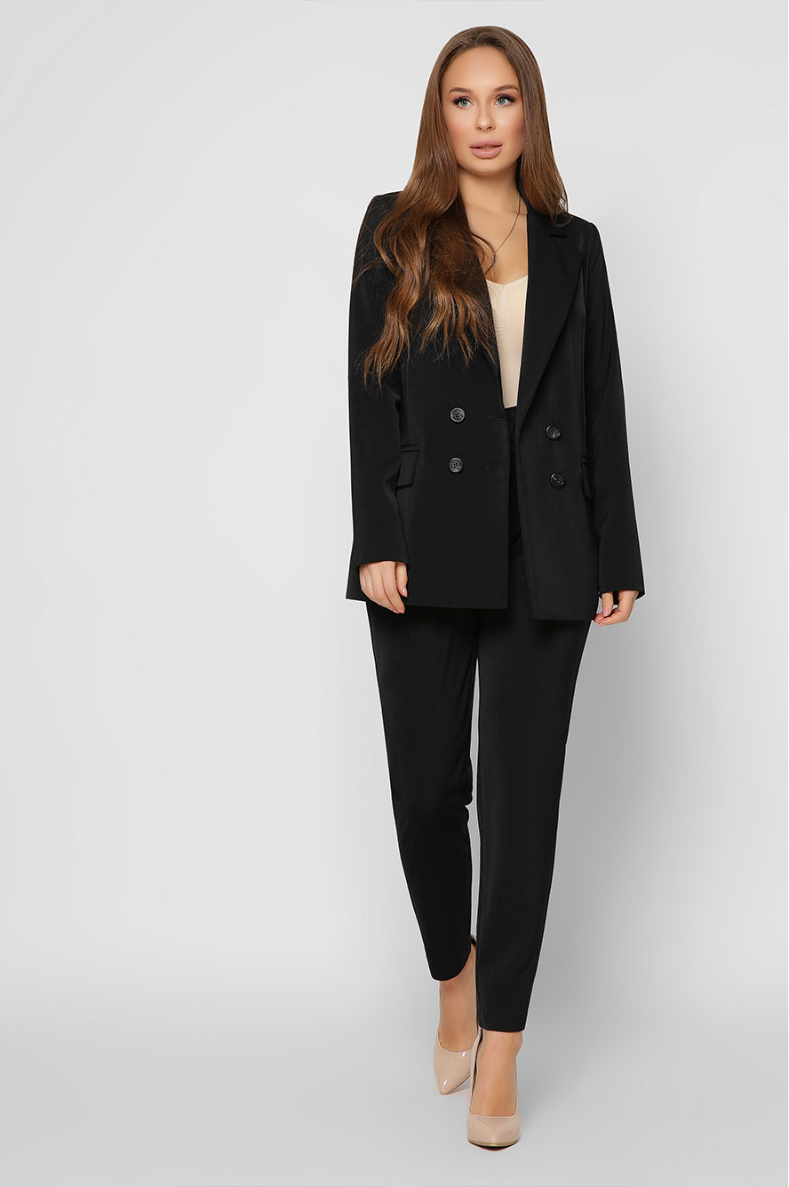 Двубортный черный пиджак на пуговицах 36616