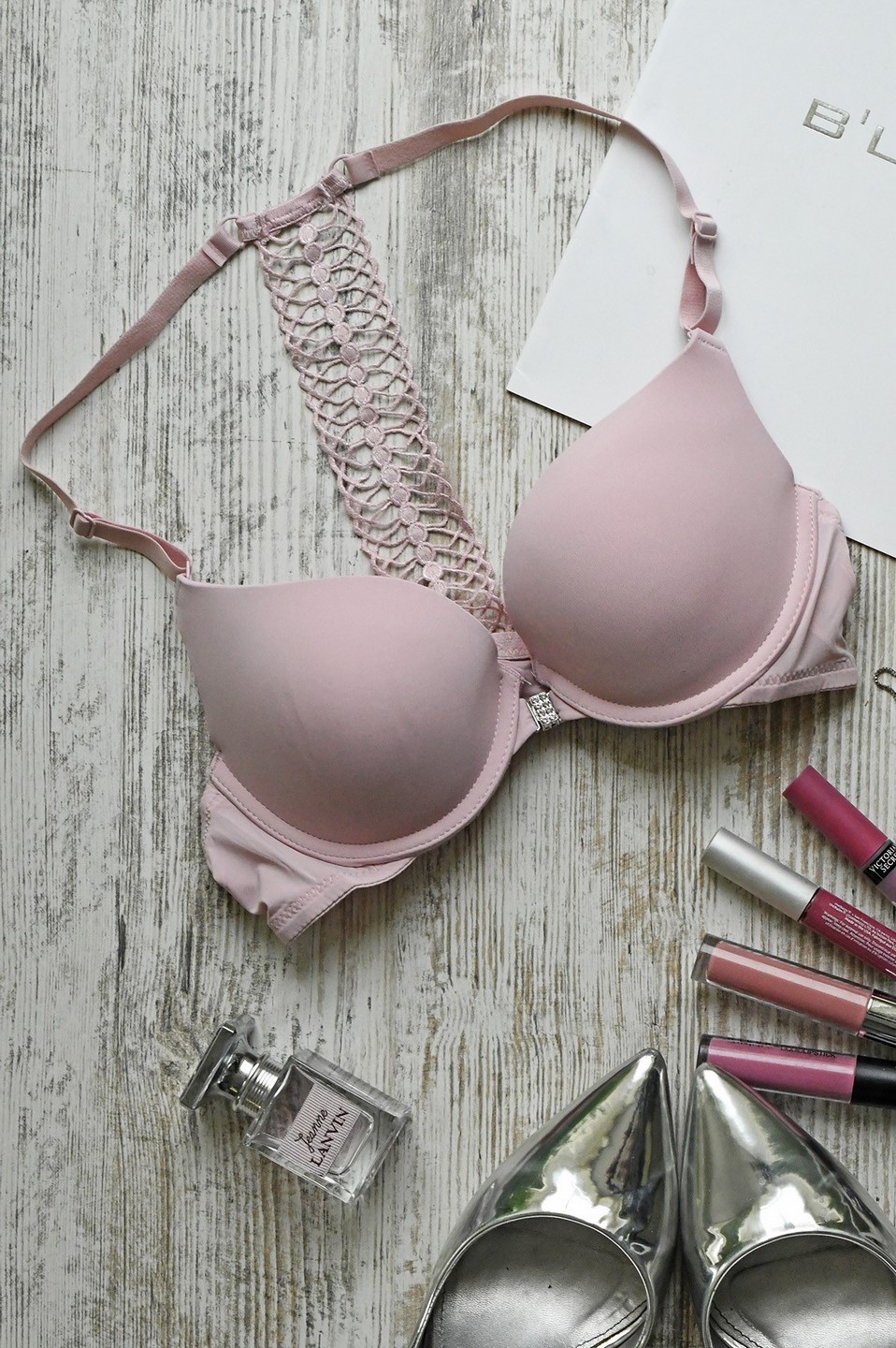 Розовый женский бюстгальтер с пуш-ап эффектом 35137