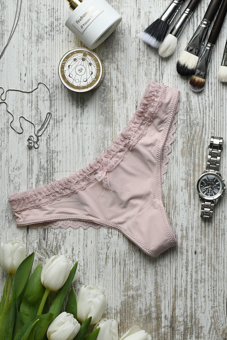 Стильные трусики танга с кружевом и бантиком 35173
